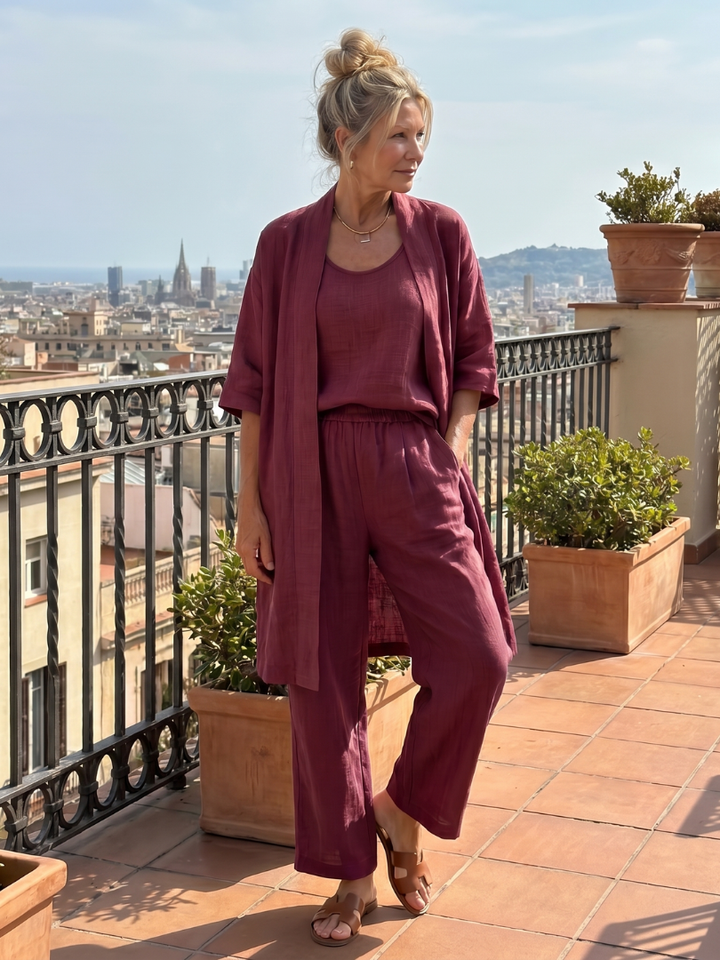 Yael | Three Piece Relaxed Top Pant Set