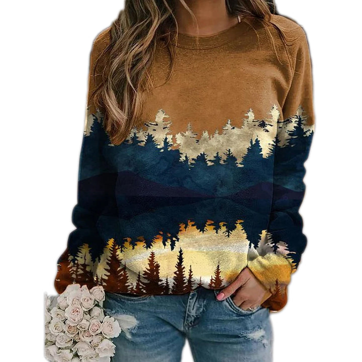 Ladies' sweater with landscape print – Alina