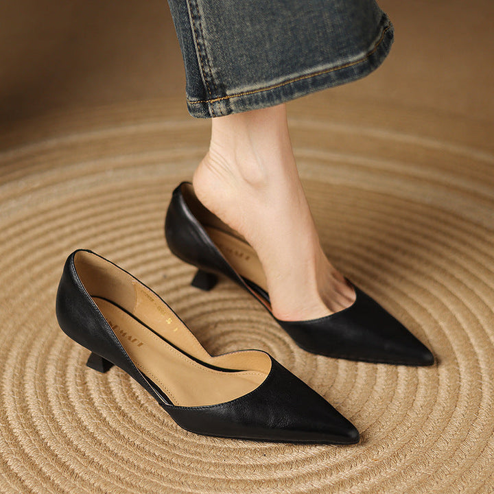 Ceyra Leather Kitten Heels