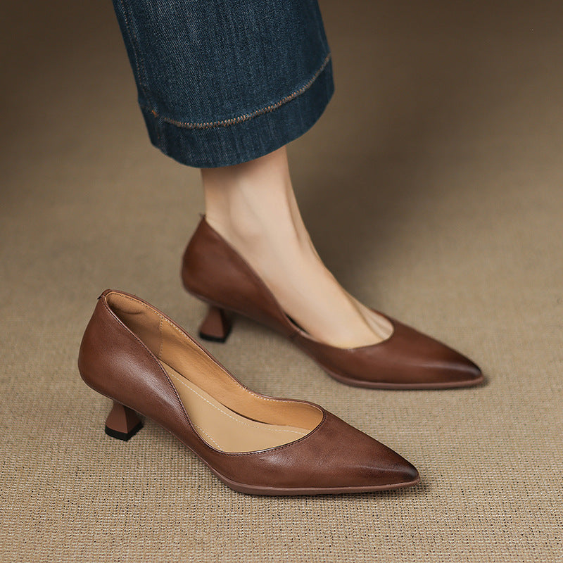Calenne Leather Kitten Heels