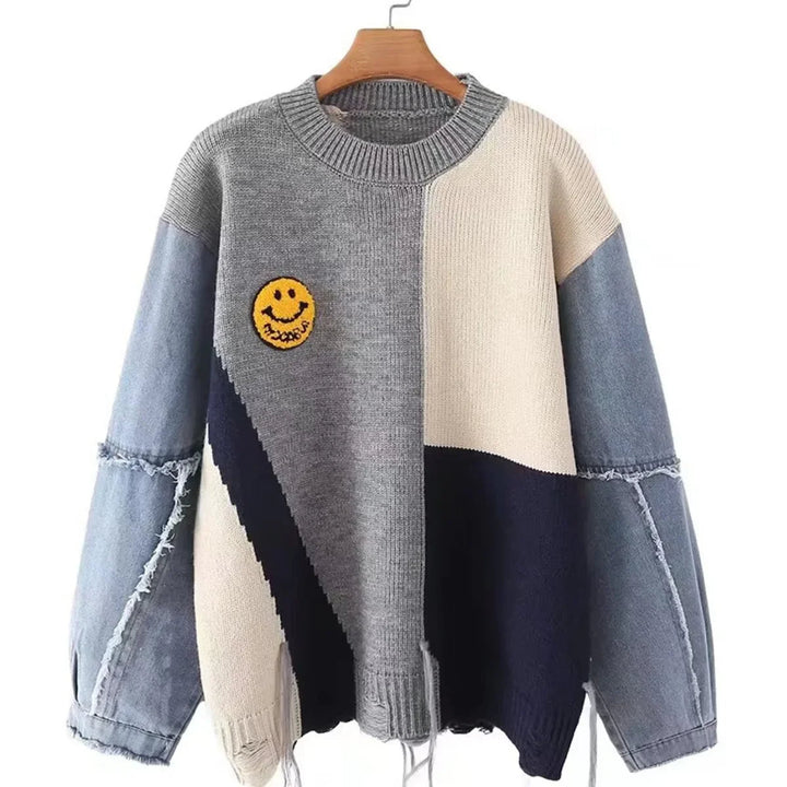 Cheerful Patchwork Sweater for Women - Liora