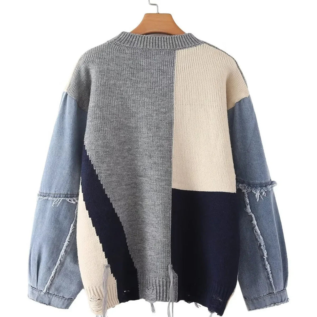 Cheerful Patchwork Sweater for Women - Liora
