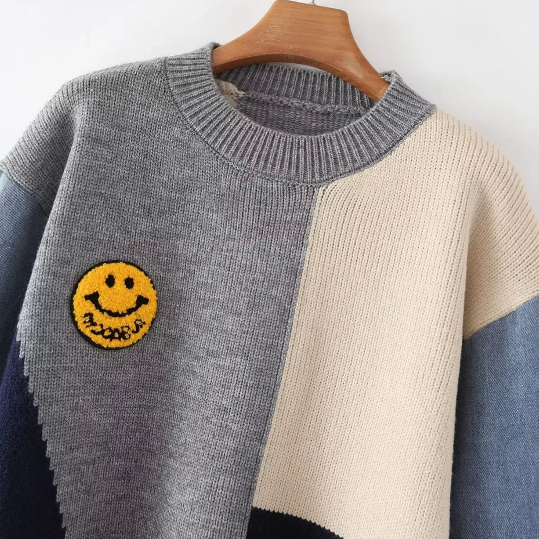 Cheerful Patchwork Sweater for Women - Liora