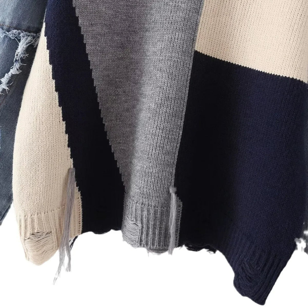 Cheerful Patchwork Sweater for Women - Liora
