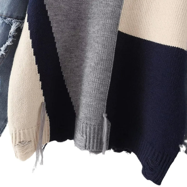 Cheerful Patchwork Sweater for Women - Liora