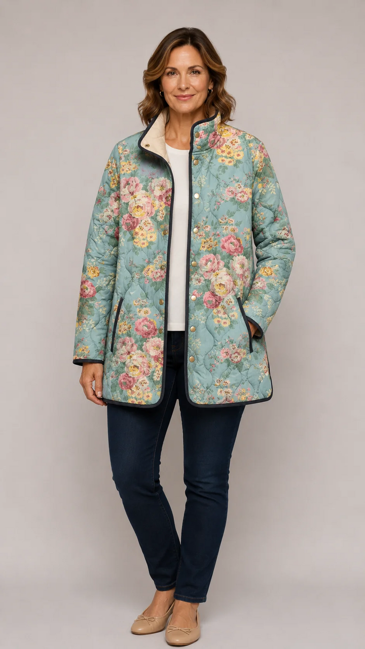 Elara | Quilted Floral Print Jacket