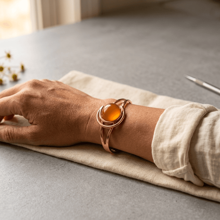 Sphere Orange Copper Bracelet