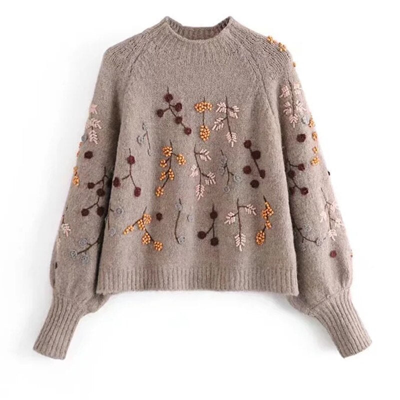 Knitted Ladies' Sweater with Autumn Pattern- NoÃƒÂ«lle