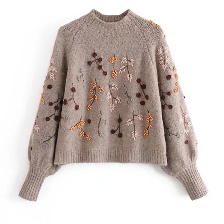 Knitted Ladies' Sweater with Autumn Pattern- NoÃƒÂ«lle