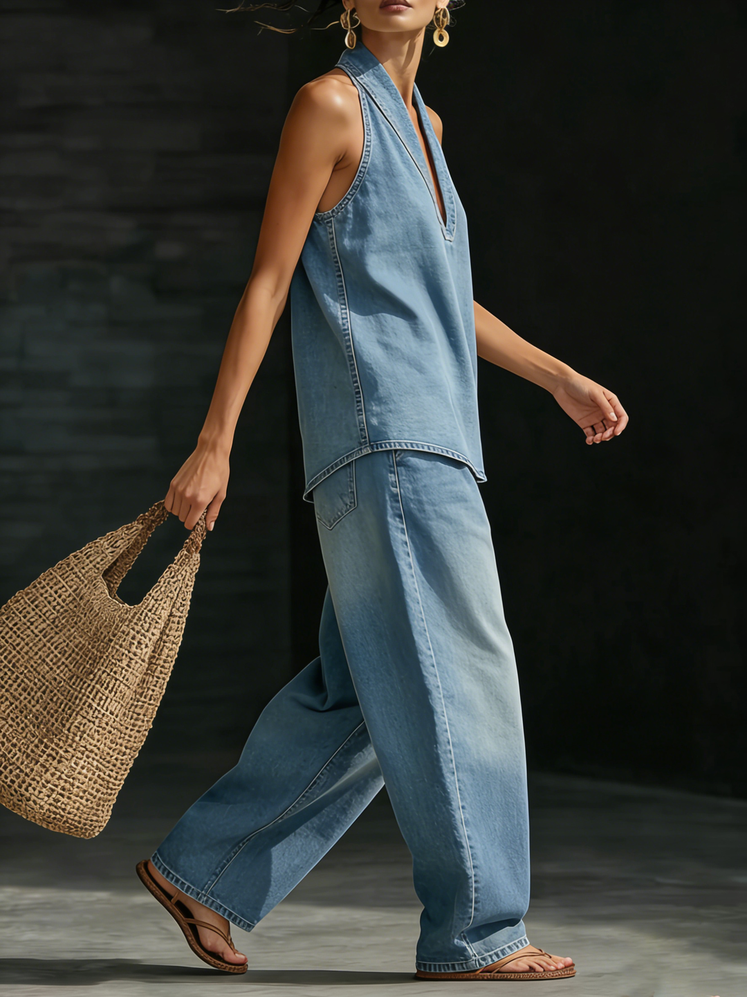 Mary | Comfortable Minimalist Denim Two-Piece Set