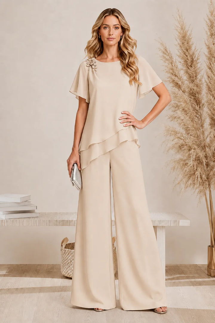 Graceful Layered Wide Leg Pant Suit