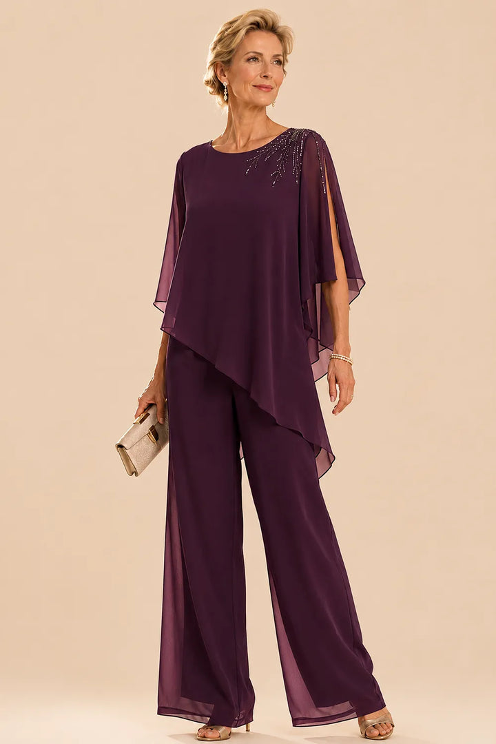 Embellished Chiffon Mother of the Bride Pant Suit