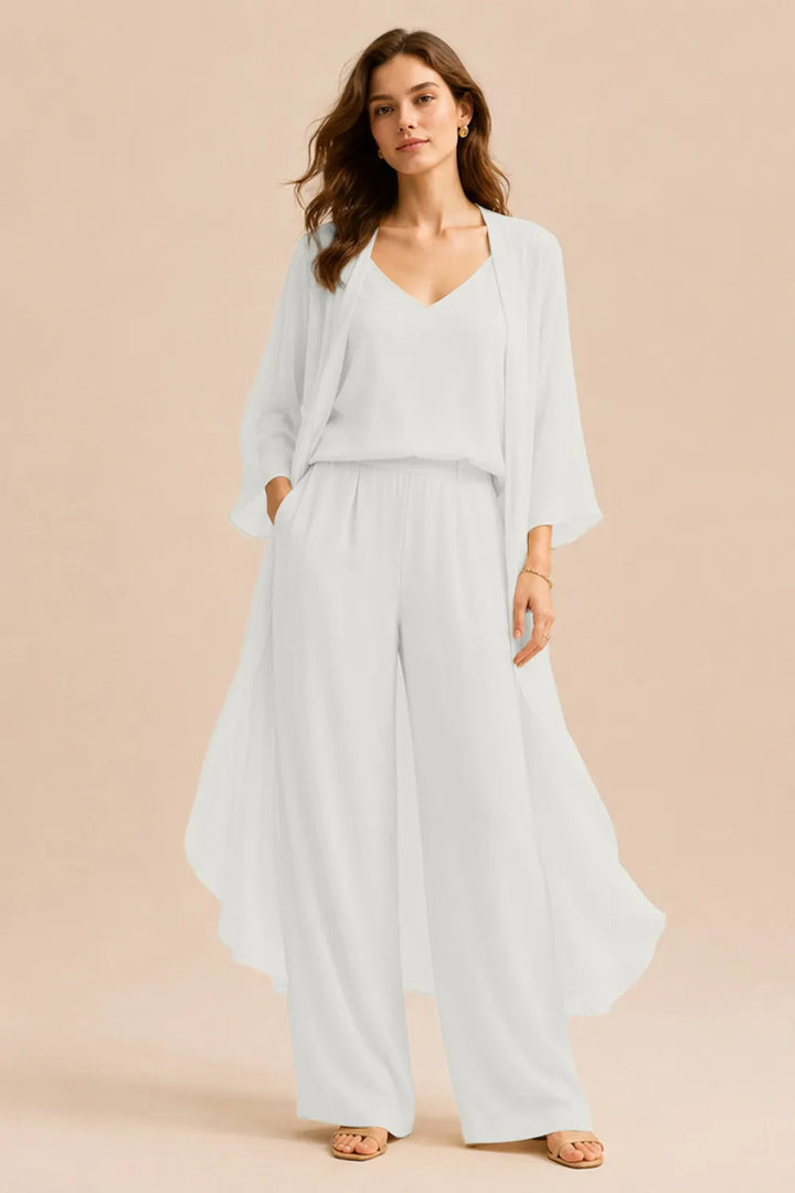Refined Camisole and Chiffon Jacket Pant Set