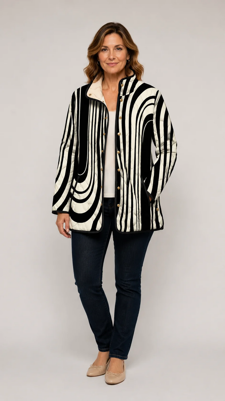 Soraya | Casual Quilted Jacket With Abstract Geometric Design