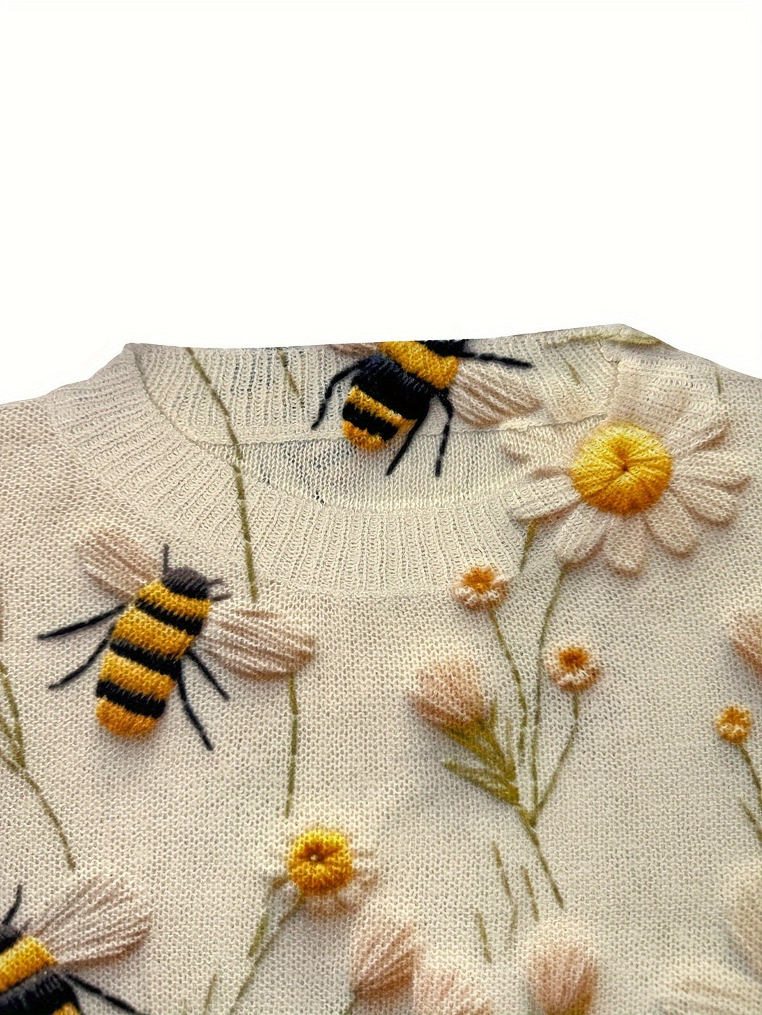 Trendy Ladies Sweater with Bee Pattern - Sophie