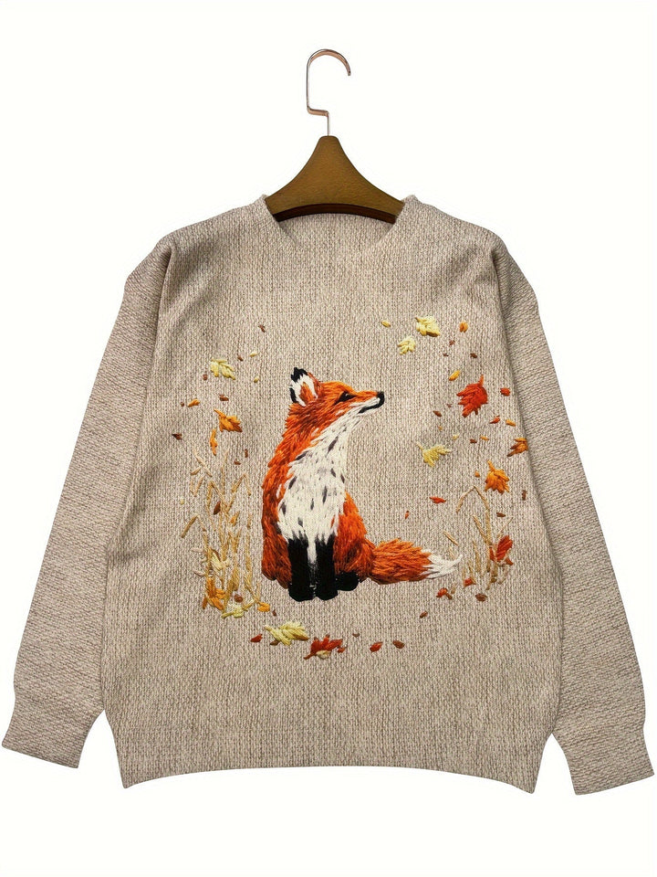 Trendy Sweater with Fox Print - Elisanne