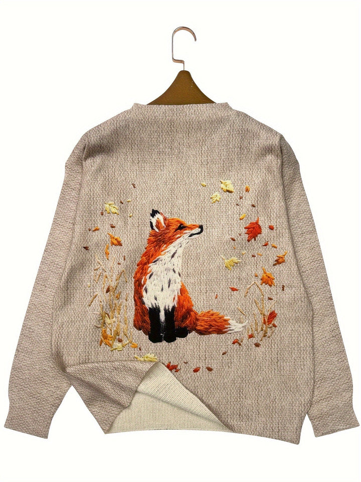 Trendy Sweater with Fox Print - Elisanne