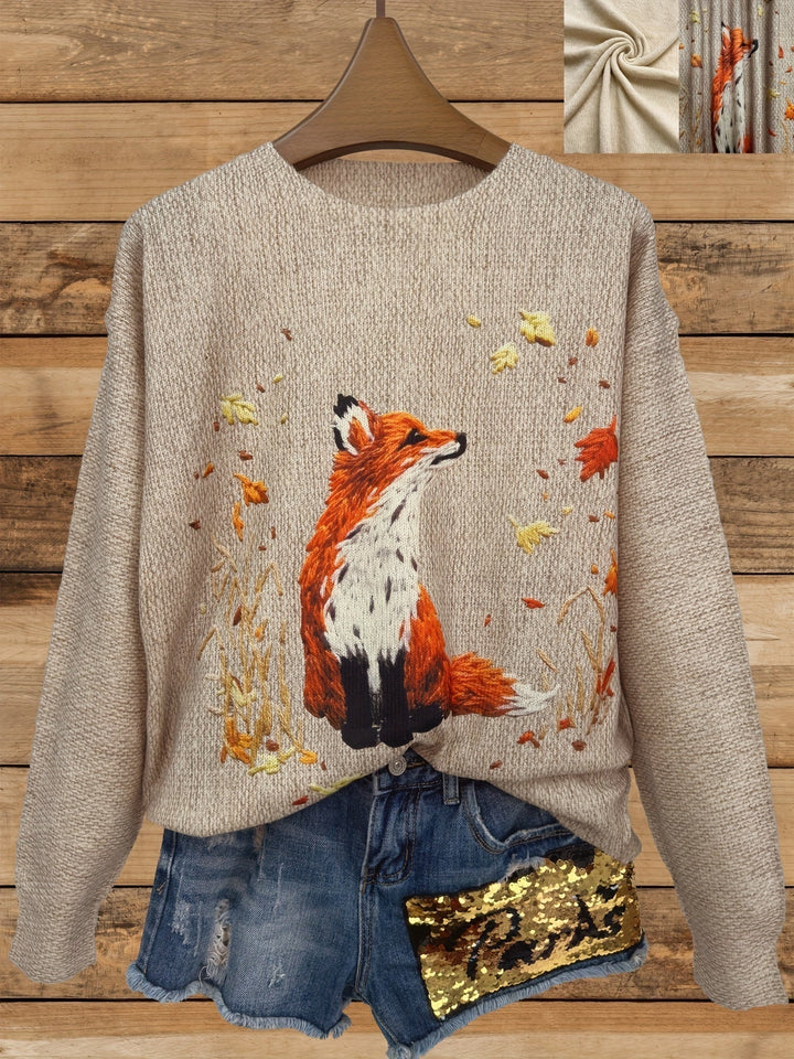 Trendy Sweater with Fox Print - Elisanne