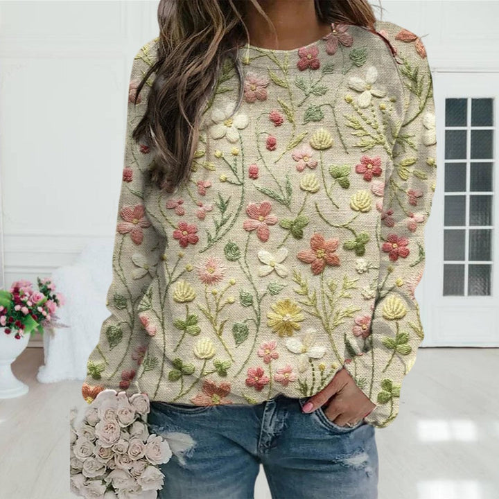 Trendy Women's Sweater with Flower Print - Ava